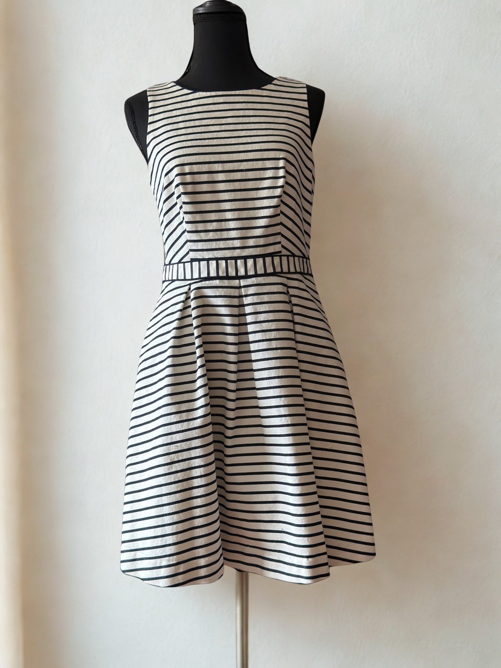 The Limited Black and White Striped Sleeveless Fit & Flare Dress
